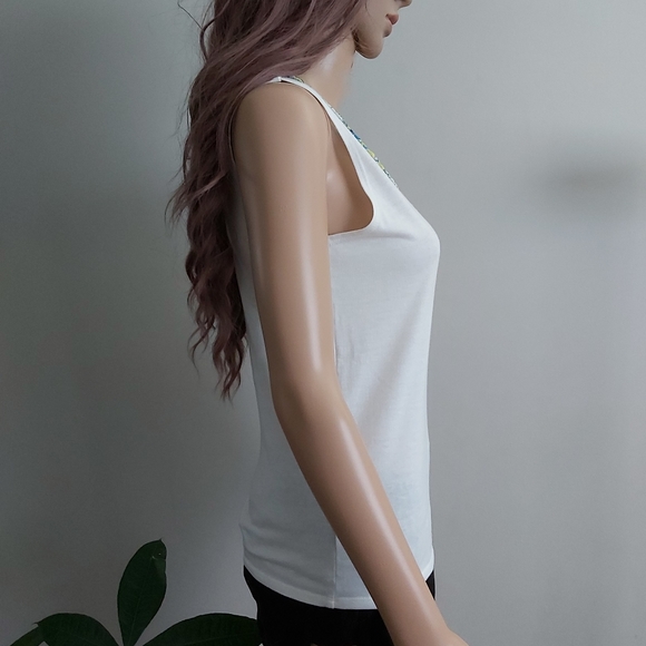NWOT Discoat basic white tank top braided - Picture 4 of 10
